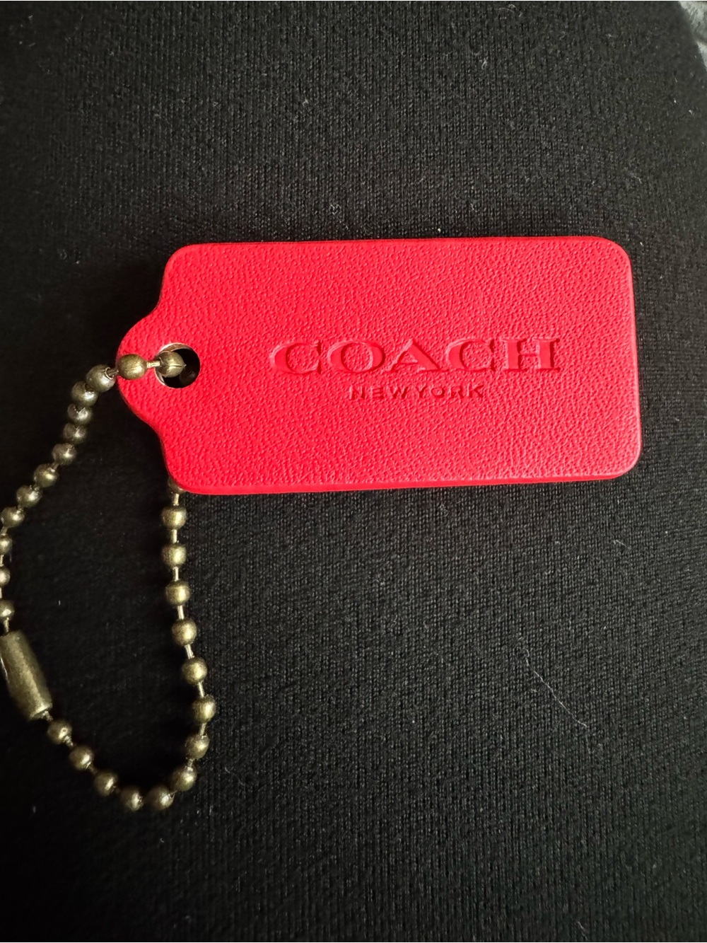 Coach Red Rare 2” Leather Fob Hang tag Charm Keychain 2025 Modern Bag Purse New
